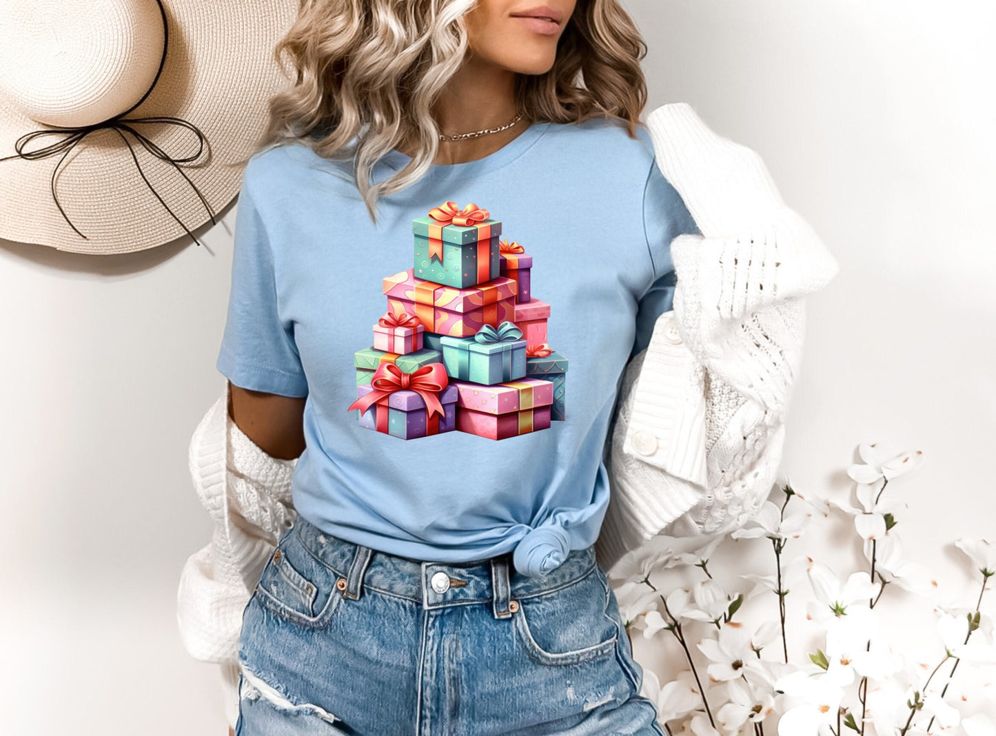The Tower of Presents Christmas Shirt Makes the Perfect Gift for Friends, Family, Coworkers or yourself.  Check Out My Shop for even more Great Designs. www.scorpiontees.etsy.com