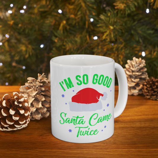 Santa Came Twice Christmas Mug, Perfect Holiday Cheer Coffee Mug, Gift Mug for Christmas Spirit, Cute X-Mas mug for Family and friends