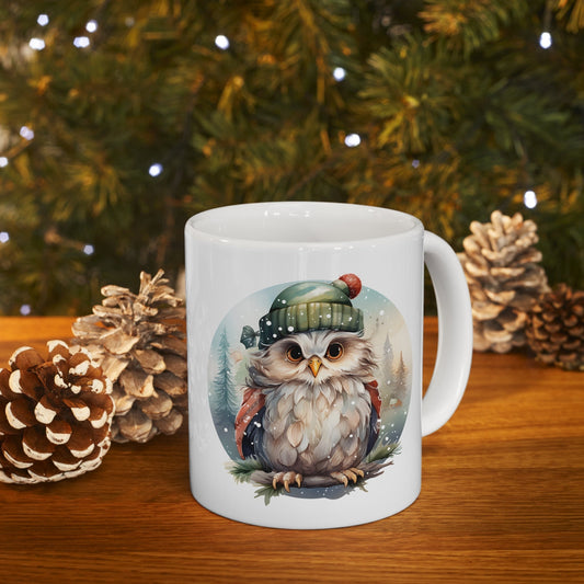 Holiday Owl Christmas Mug, Perfect Holiday Cheer Coffee Mug, Gift Mug for Christmas Spirit, Cute X-Mas mug for Family and friends