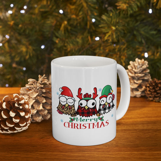 Christmas Chickens Christmas Mug, Perfect Holiday Cheer Coffee Mug, Gift Mug for Christmas Spirit, Cute Christmas mug for Family and friends