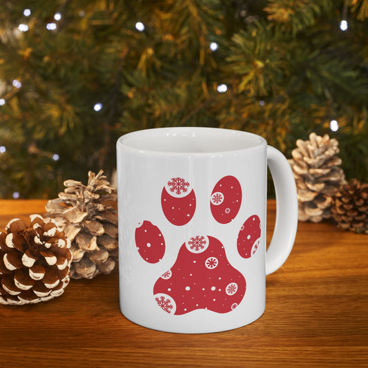 Holiday Paw Print Christmas Mug, Perfect Holiday Cheer Coffee Mug, Gift Mug for Christmas Spirit, Cute Christmas mugs for Family and friends