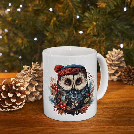 Christmas Owl Christmas Mug, Perfect Holiday Cheer Coffee Mug, Gift Mug for Christmas Spirit, Cute X-Mas mug for Family and friends