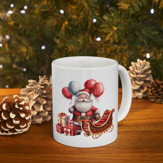 Santa Presents and Sleigh Christmas Mug, Perfect Holiday Cheer Coffee Mug, Gift Mug for X-Mas Spirit, Cute X-Mas mug for Family and friends